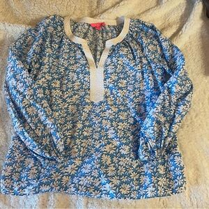 Lilly Pulitzer Camryn tunic lunar blue palm beach petals print, large,  cotton